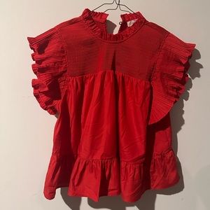 Entro Flutter sleeve Blouse - Red